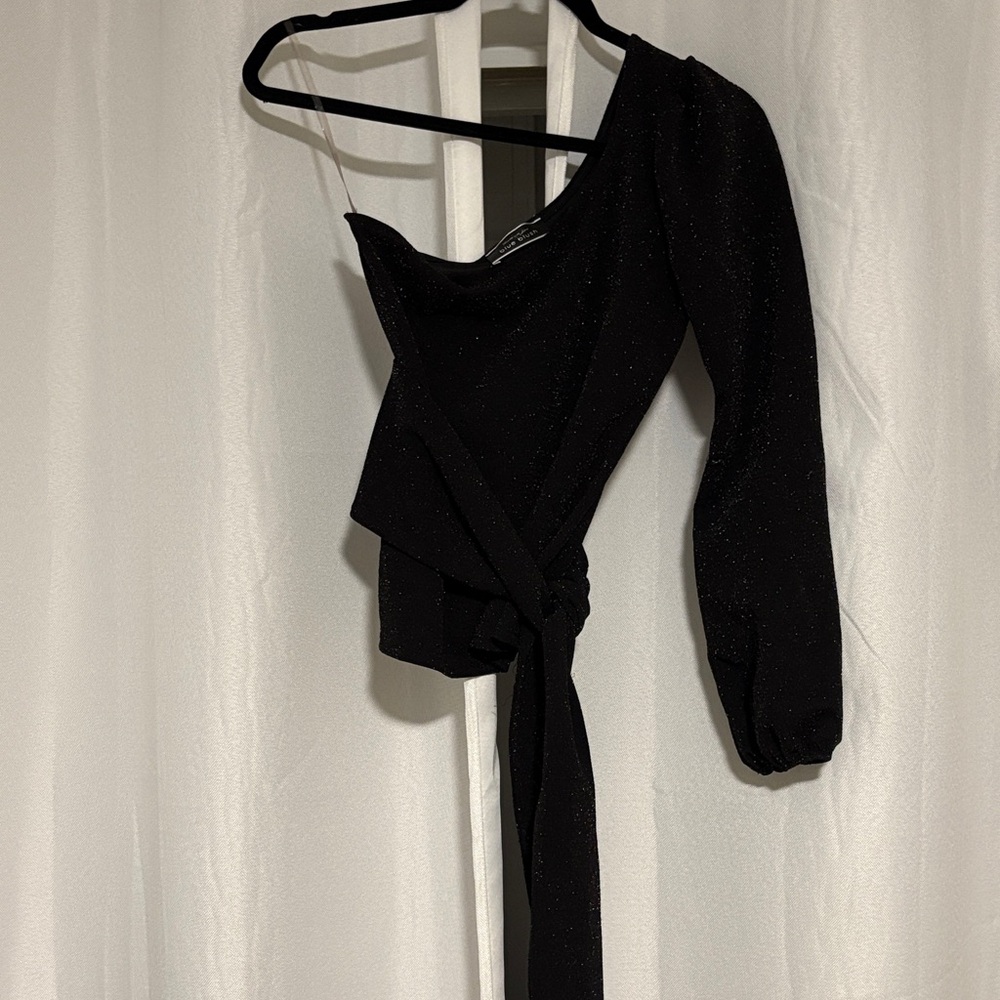 Blue Blush Black Glitter Blouse